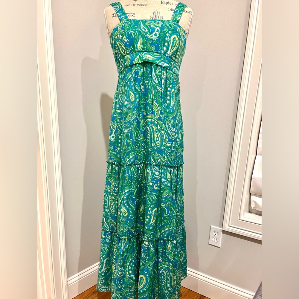Ralph Lauren Maxi Sundress in stunning, green and blue Paisley.